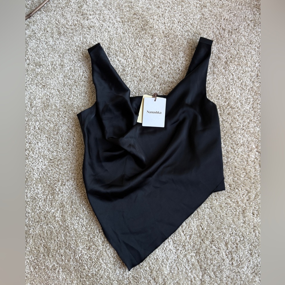 NWT PETRA Sleeveless Draped Slip Satin Top - Picture 2 of 4
